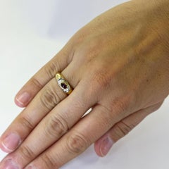 Ruby Cabochon and Diamond Yellow Gold Stack Ring
