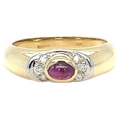 Ruby Cabochon and Diamond Yellow Gold Stack Ring