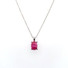 Ruby cabochon pendant necklace 18k white gold