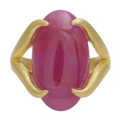 Ruby Cabochon Statement Claws Ring Handcrafted in 22k Matte Finish Yellow Gold