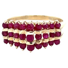 Vintage Ruby Classic Pyramid Yellow Gold Ring