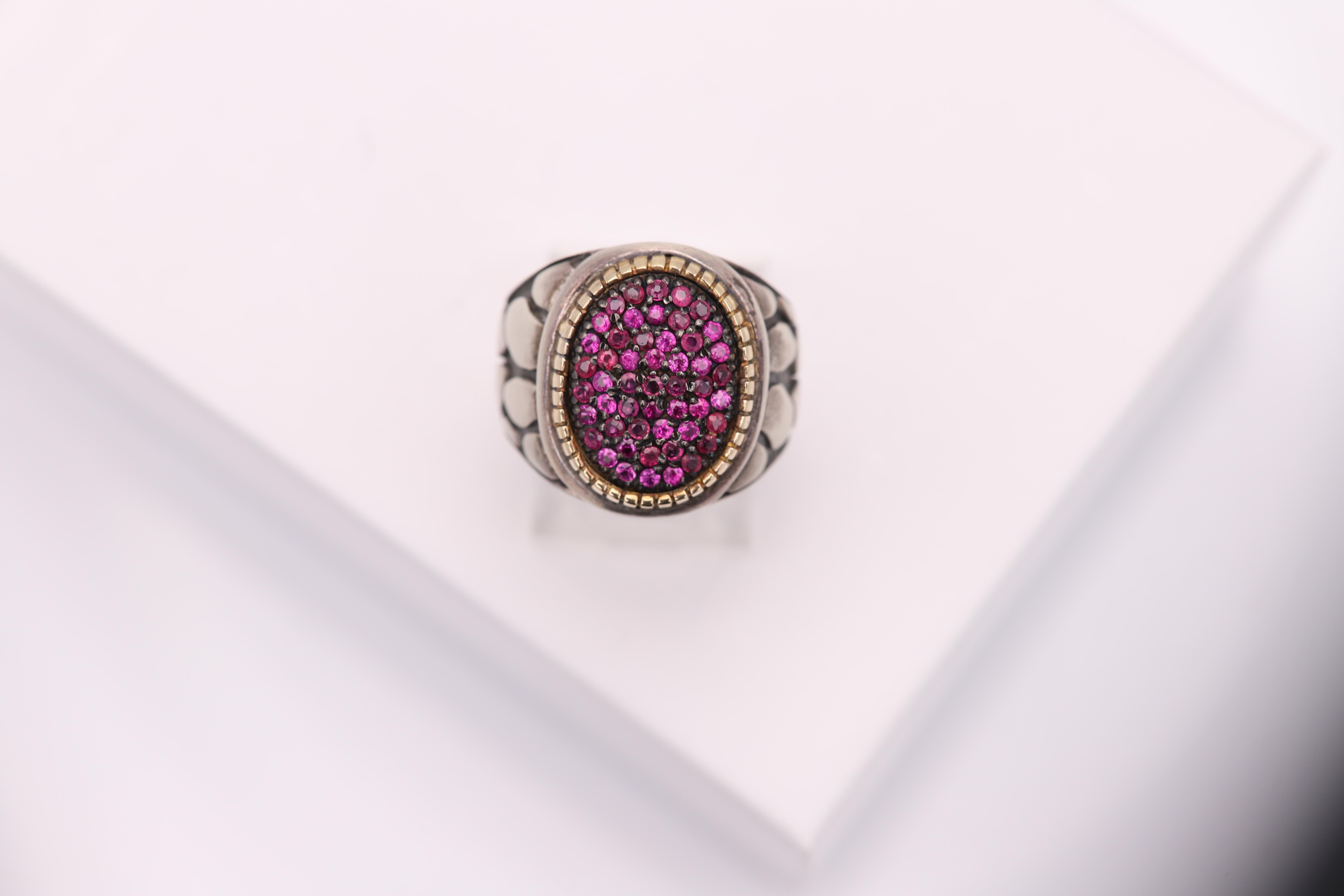 Ruby Cluster Ring Sterling Silver And 18k Vintage - image 10