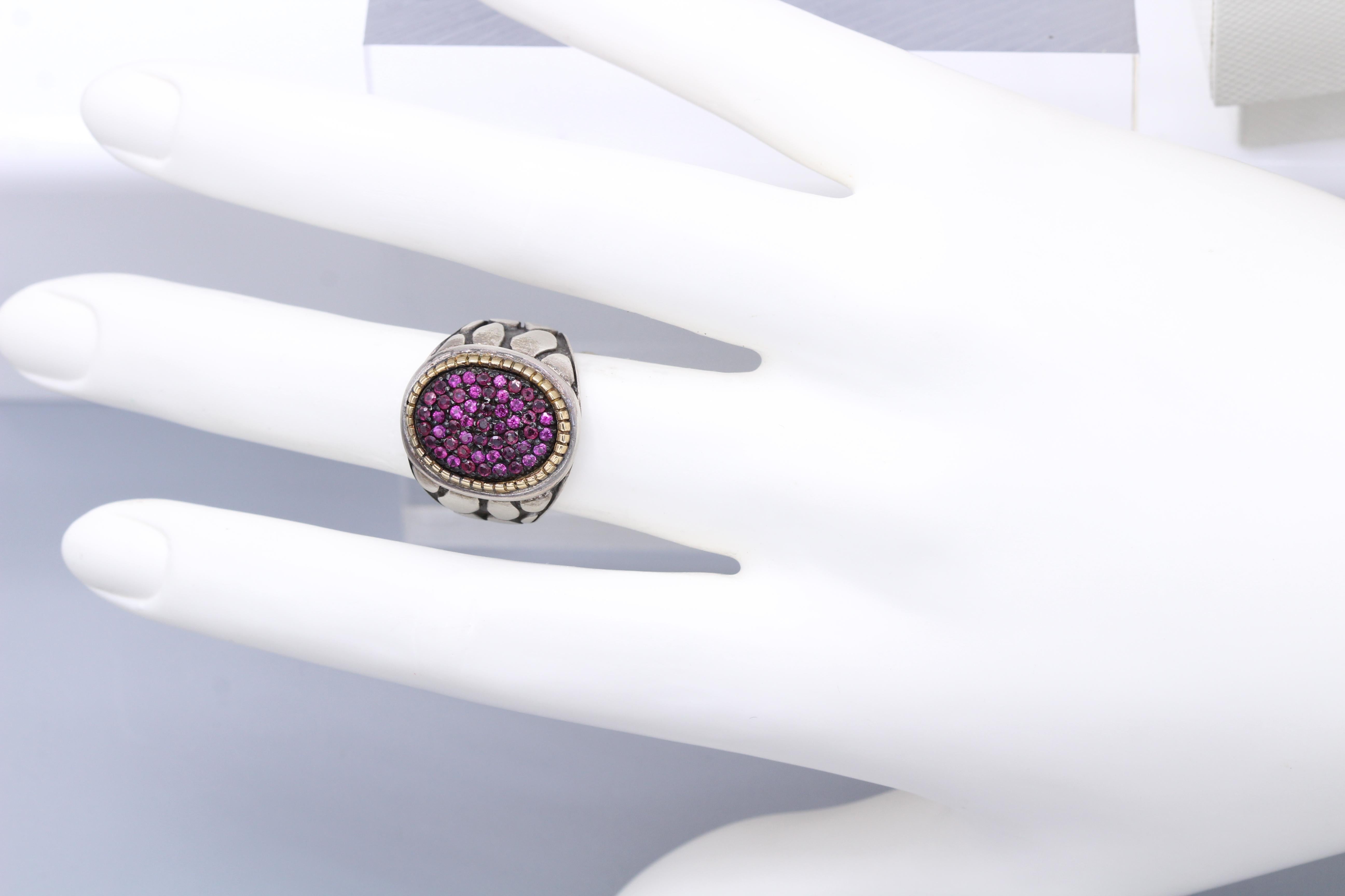 Ruby Cluster Ring Sterling Silver And 18k Vintage - image 11