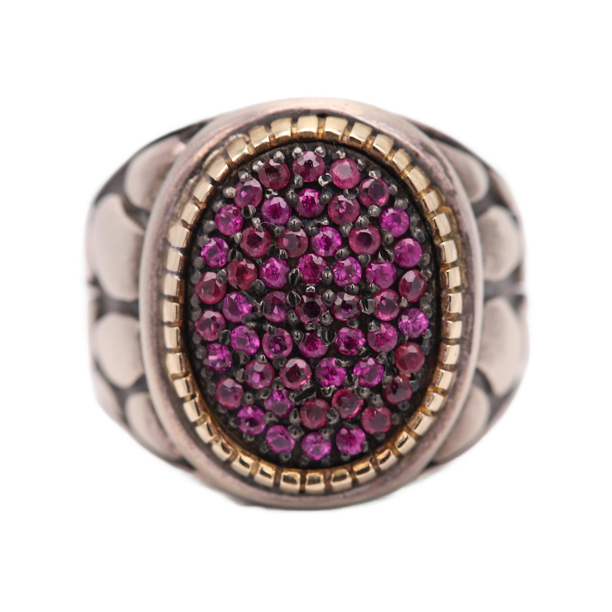 Ruby Cluster Ring Sterling Silver And 18k Vintage - image 12