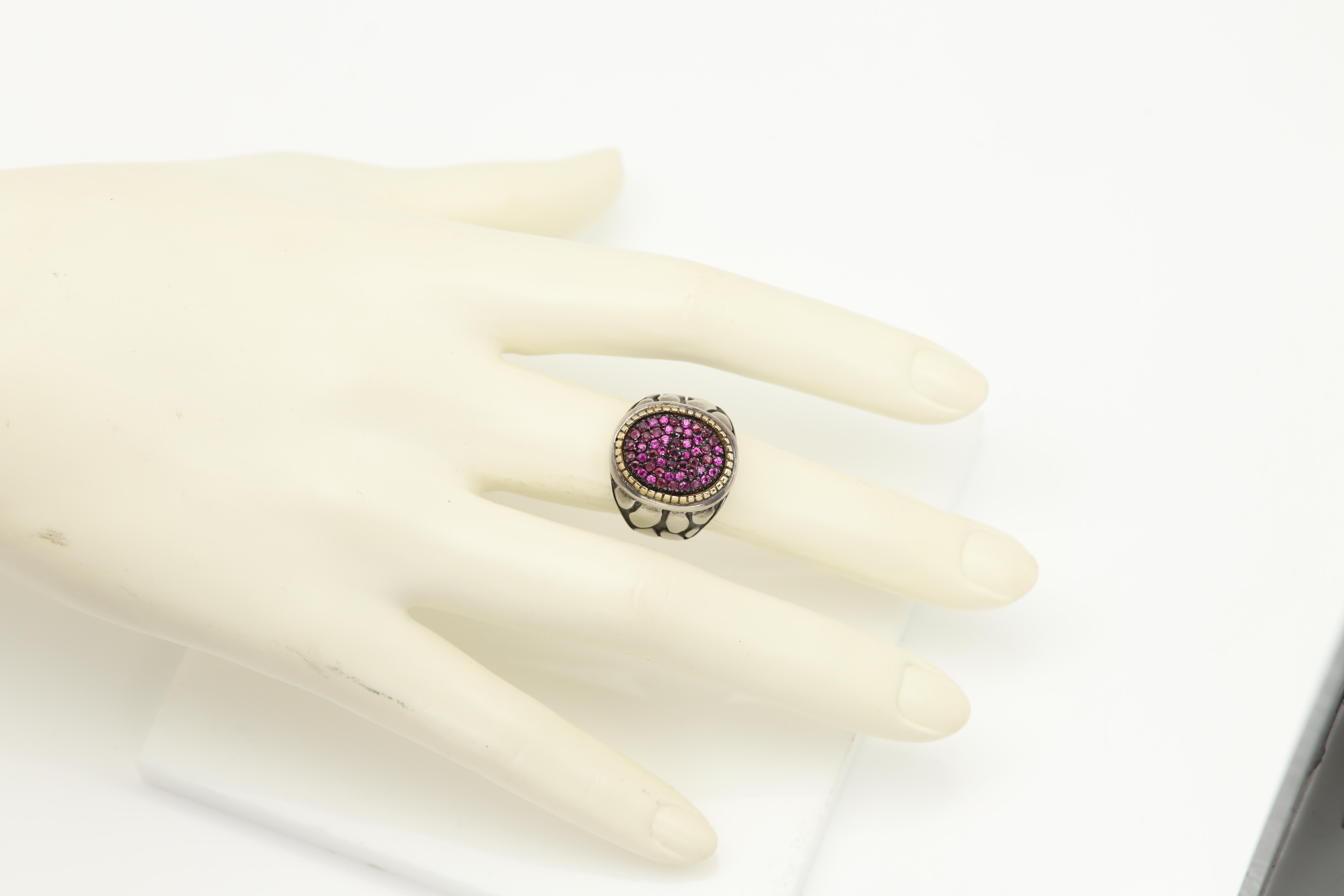 Ruby Cluster Ring Sterling Silver And 18k Vintage - image 16