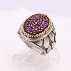 Ruby Cluster Ring Sterling Silver and 18k Vintage