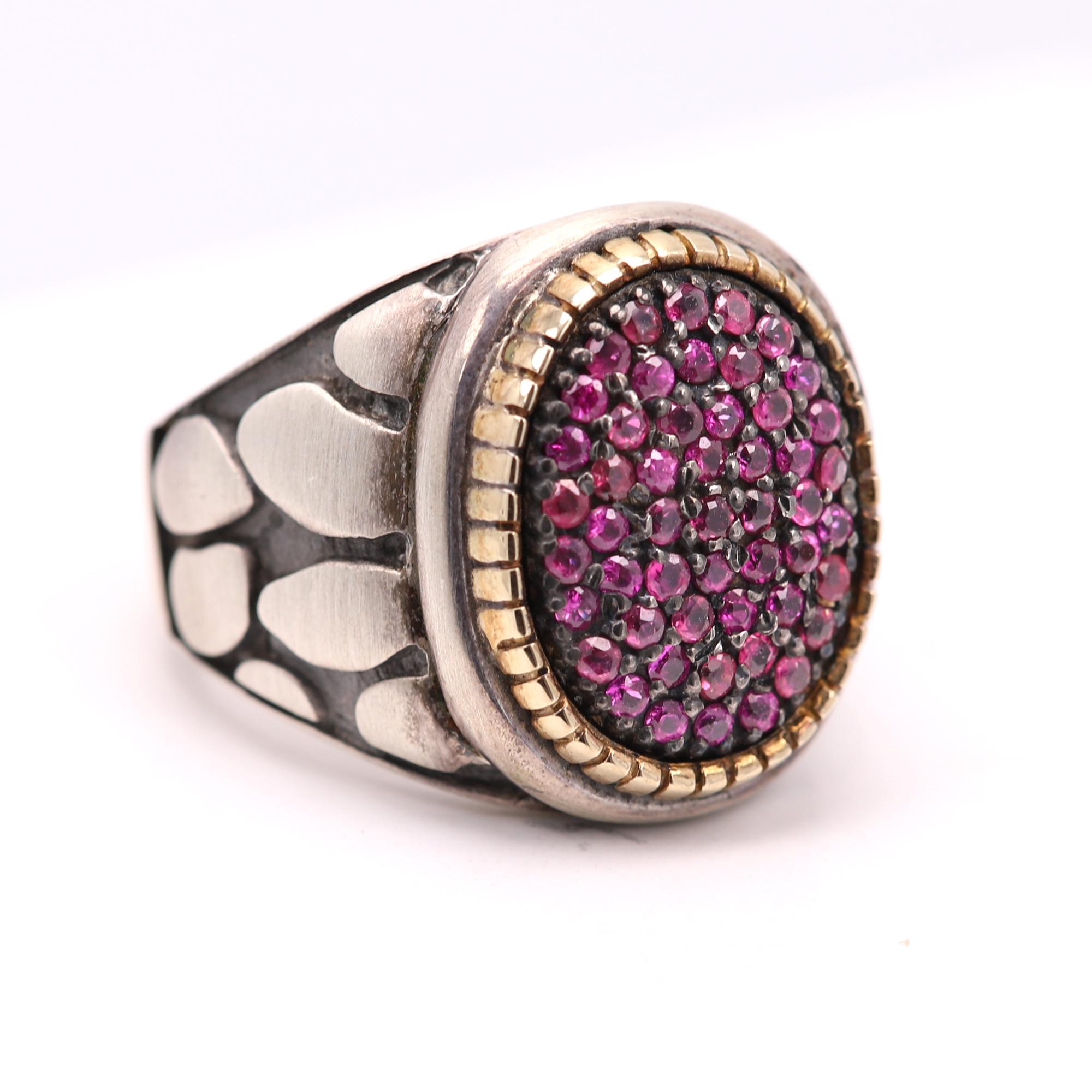 Ruby Cluster Ring Sterling Silver And 18k Vintage - image 3