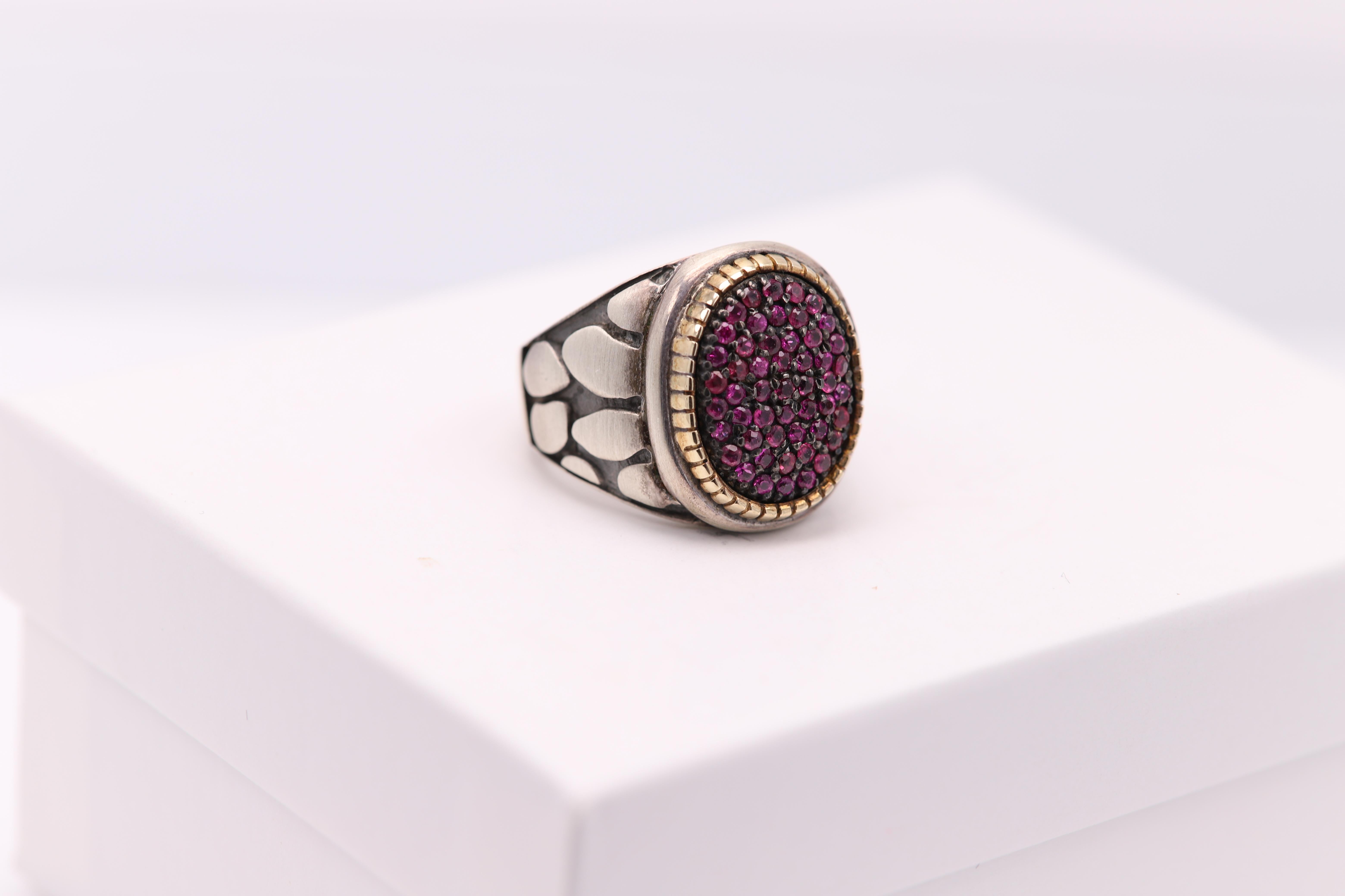 Ruby Cluster Ring Sterling Silver And 18k Vintage - image 4