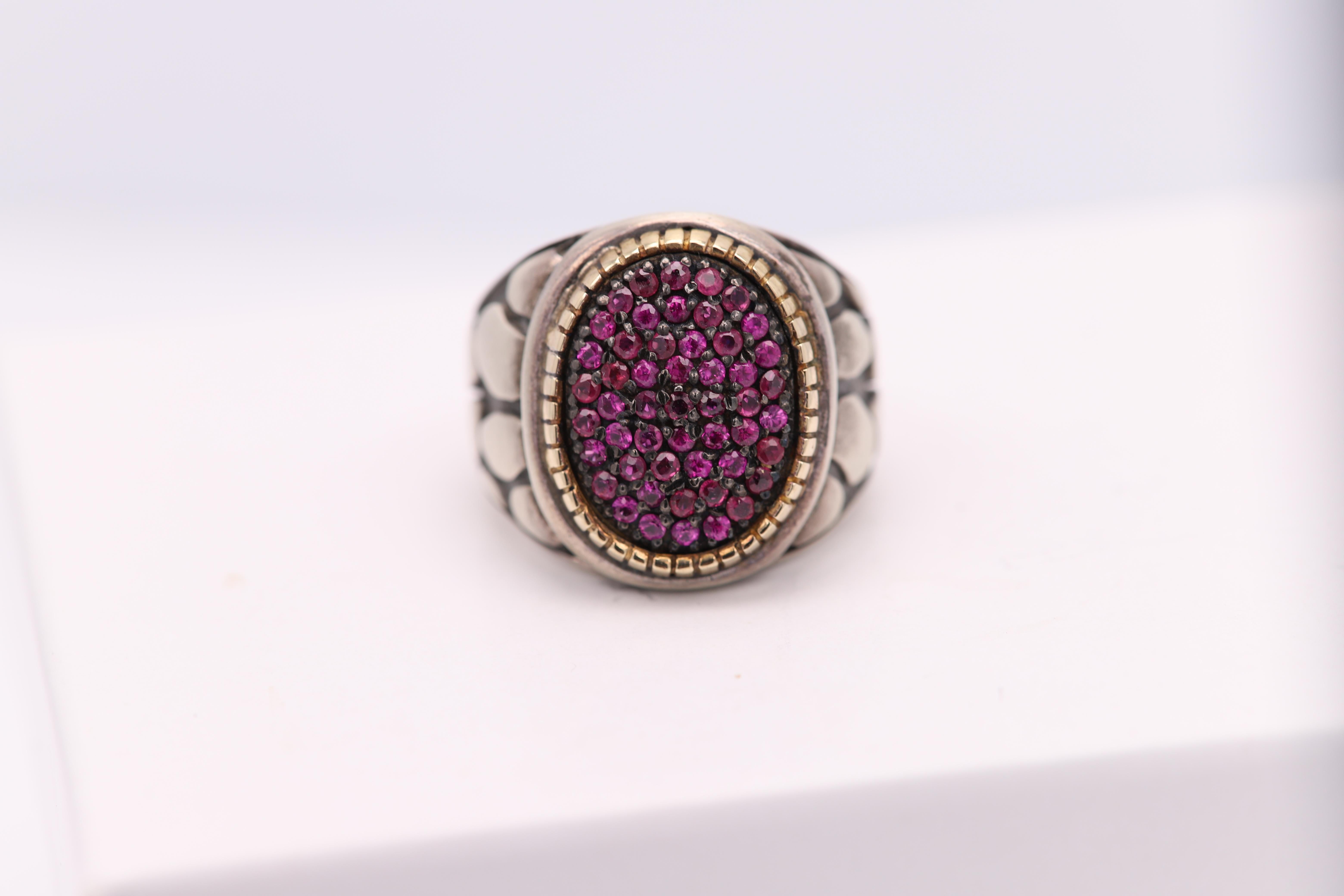 Ruby Cluster Ring Sterling Silver And 18k Vintage - image 5