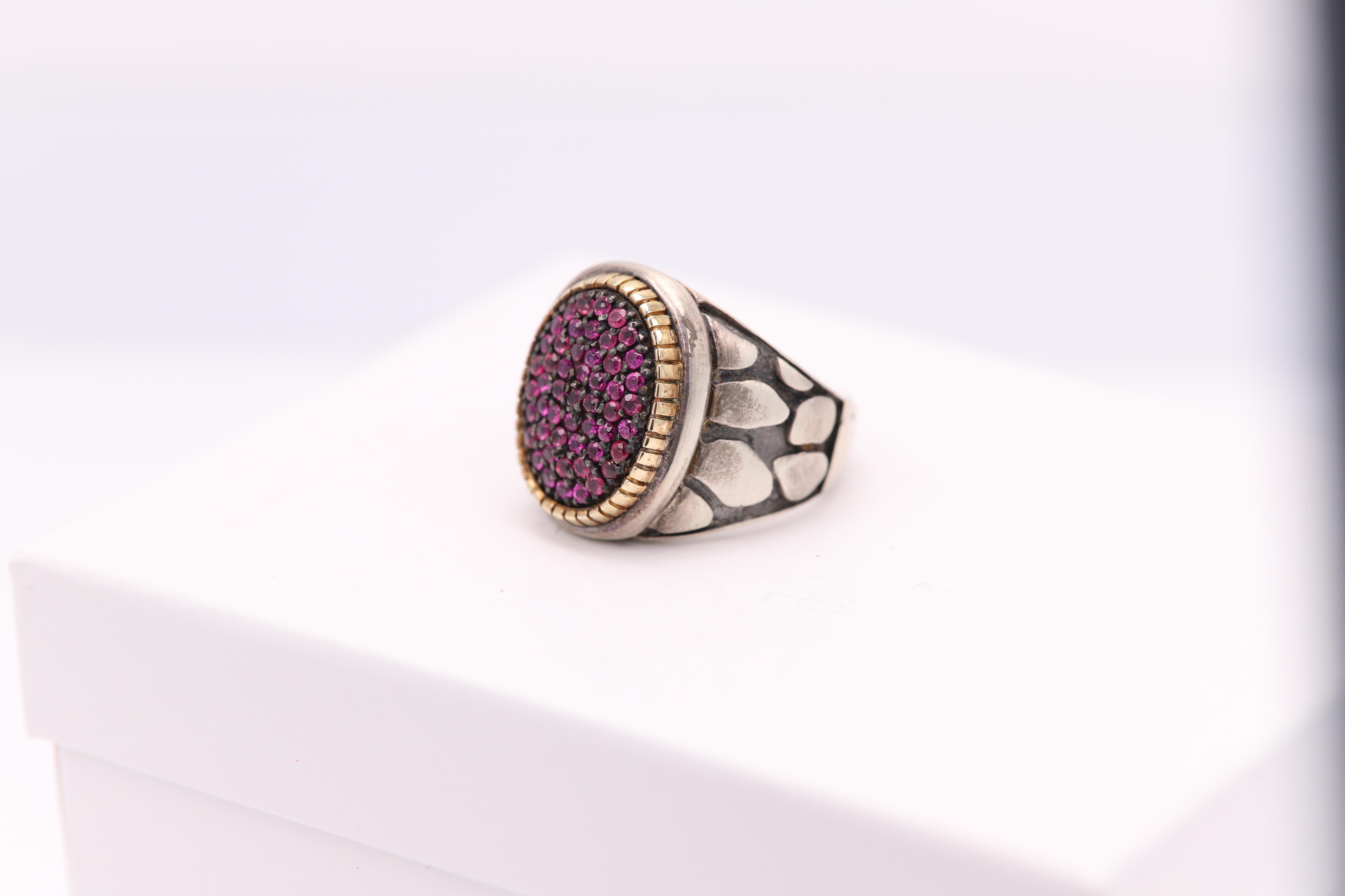 Ruby Cluster Ring Sterling Silver And 18k Vintage - image 6