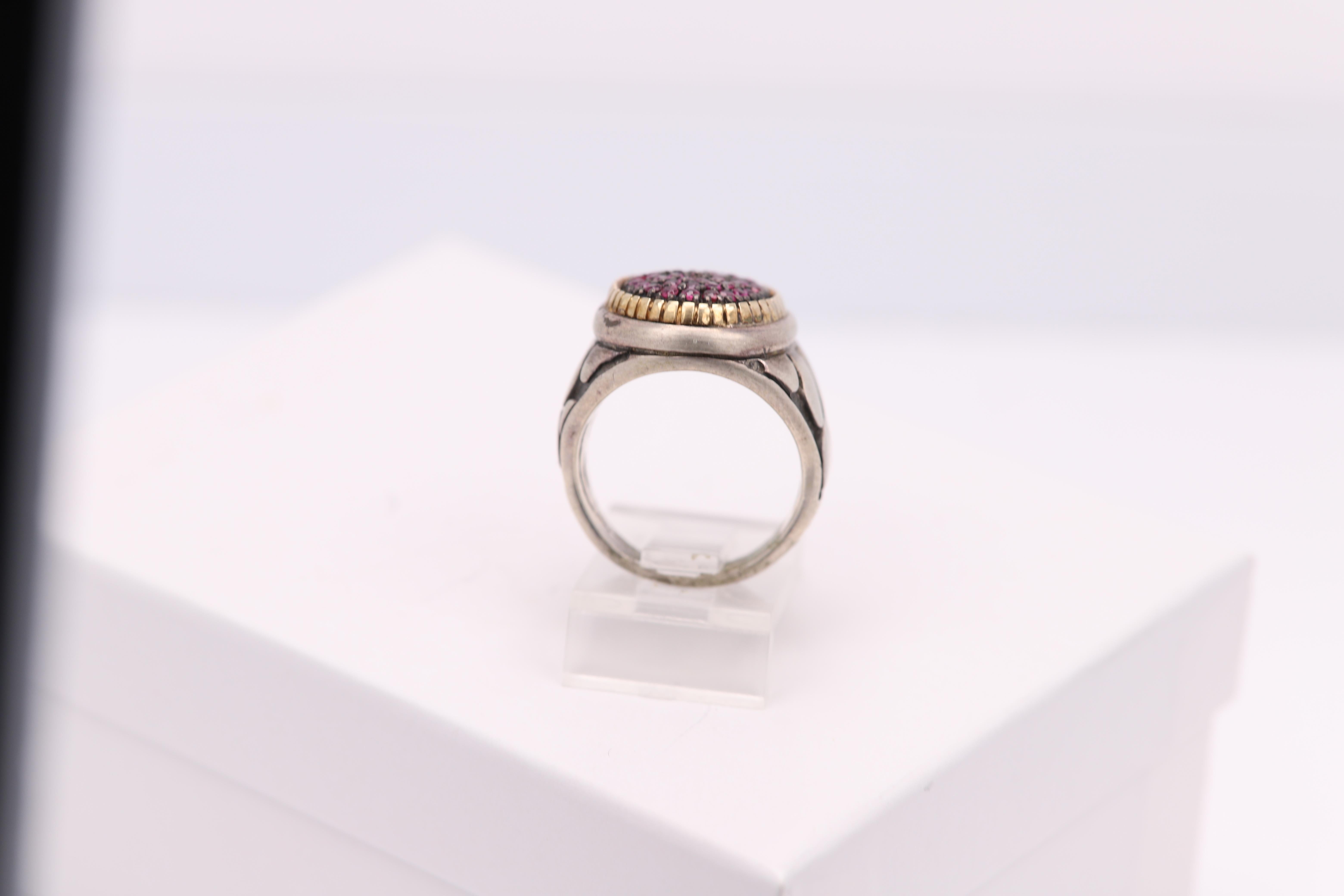 Ruby Cluster Ring Sterling Silver And 18k Vintage - image 9