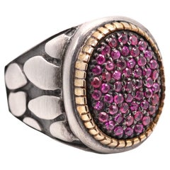 Ruby Cluster Ring Sterling Silver and 18k Vintage