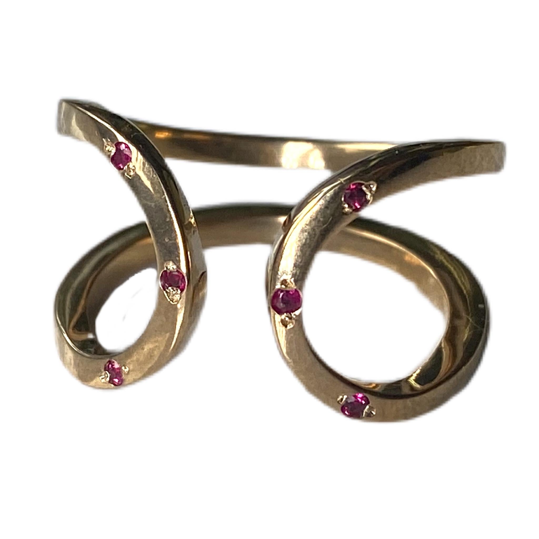 Contemporary Ruby Cocktail Ring Bronze Resizable Onesie J Dauphin For Sale