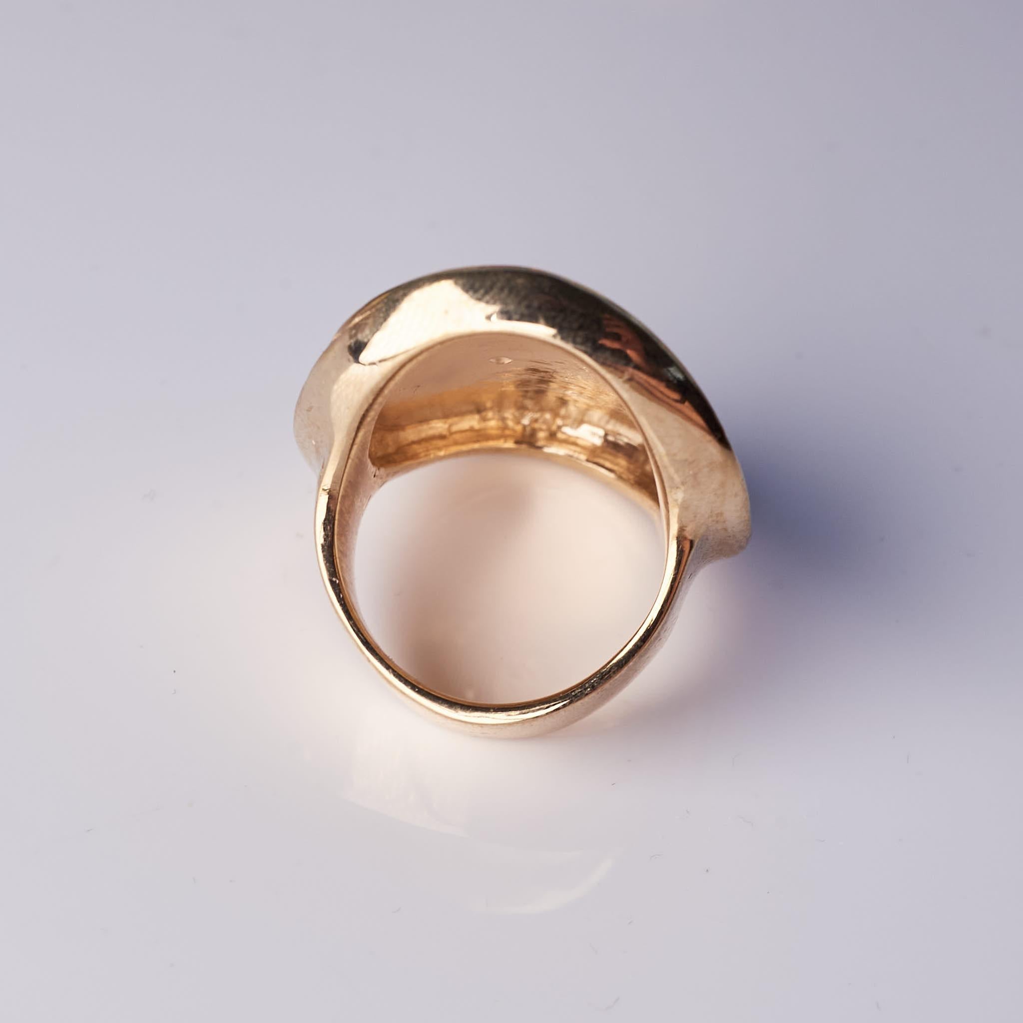 Ruby Cocktail Ring Coin Woman with Mask Bronze J Dauphin For Sale 3