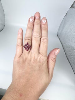 Ruby Cocktail Ring Natural Rubies Ring Yellow Gold Solid