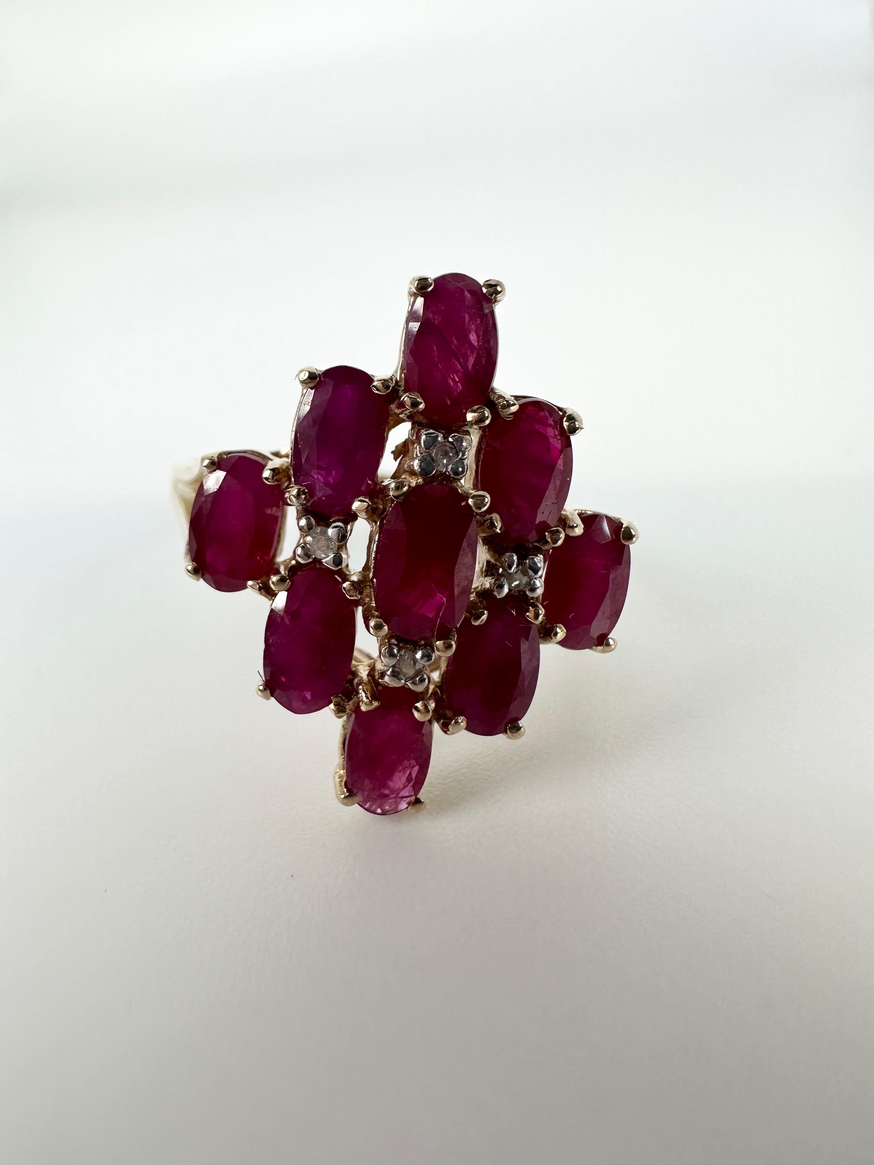 Oval Cut Ruby Cocktail Ring Natural Rubies Ring Yellow Gold Solid For Sale