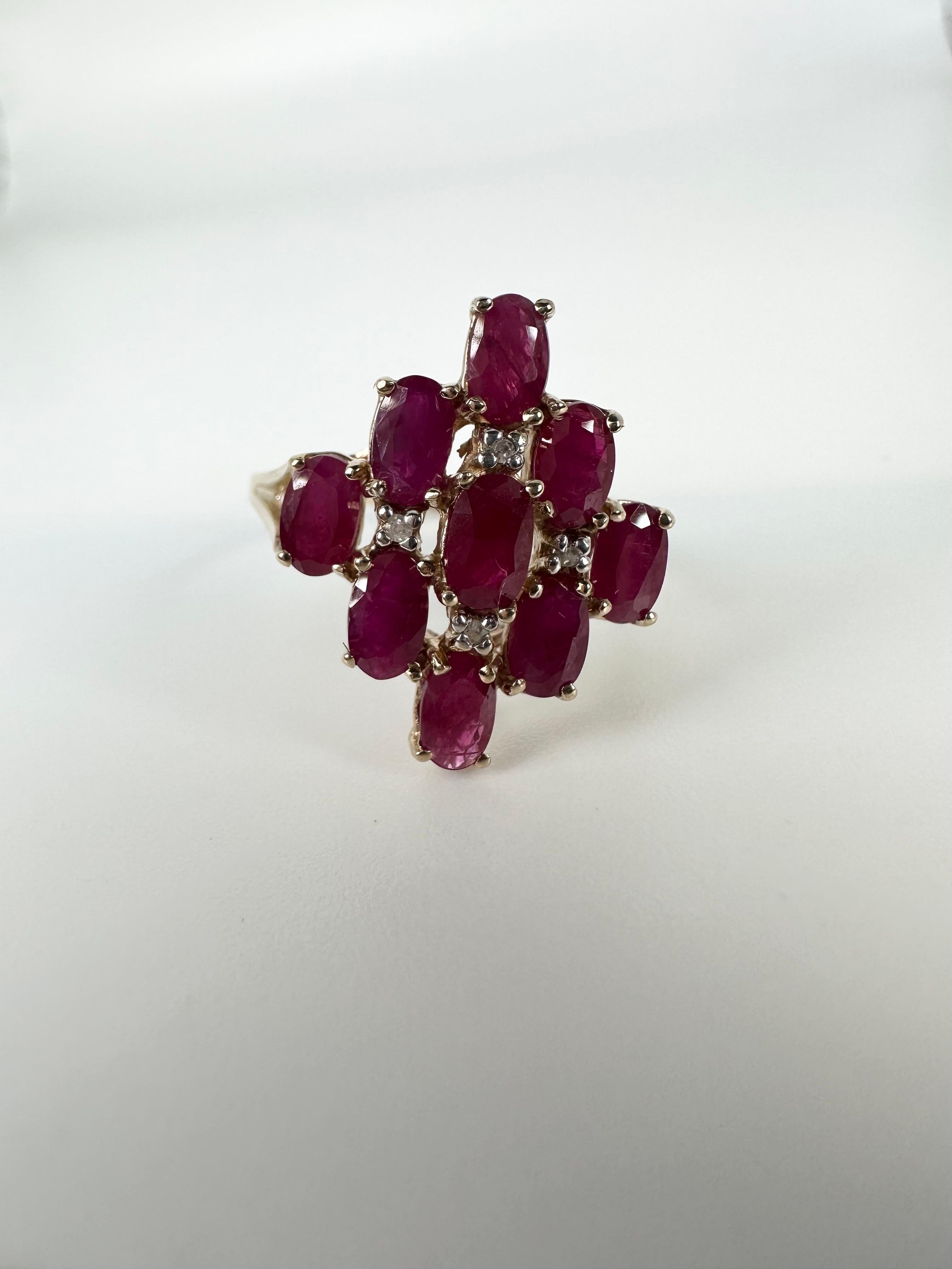 Ruby Cocktail Ring Natural Rubies Ring Yellow Gold Solid In Excellent Condition For Sale In Jupiter, FL