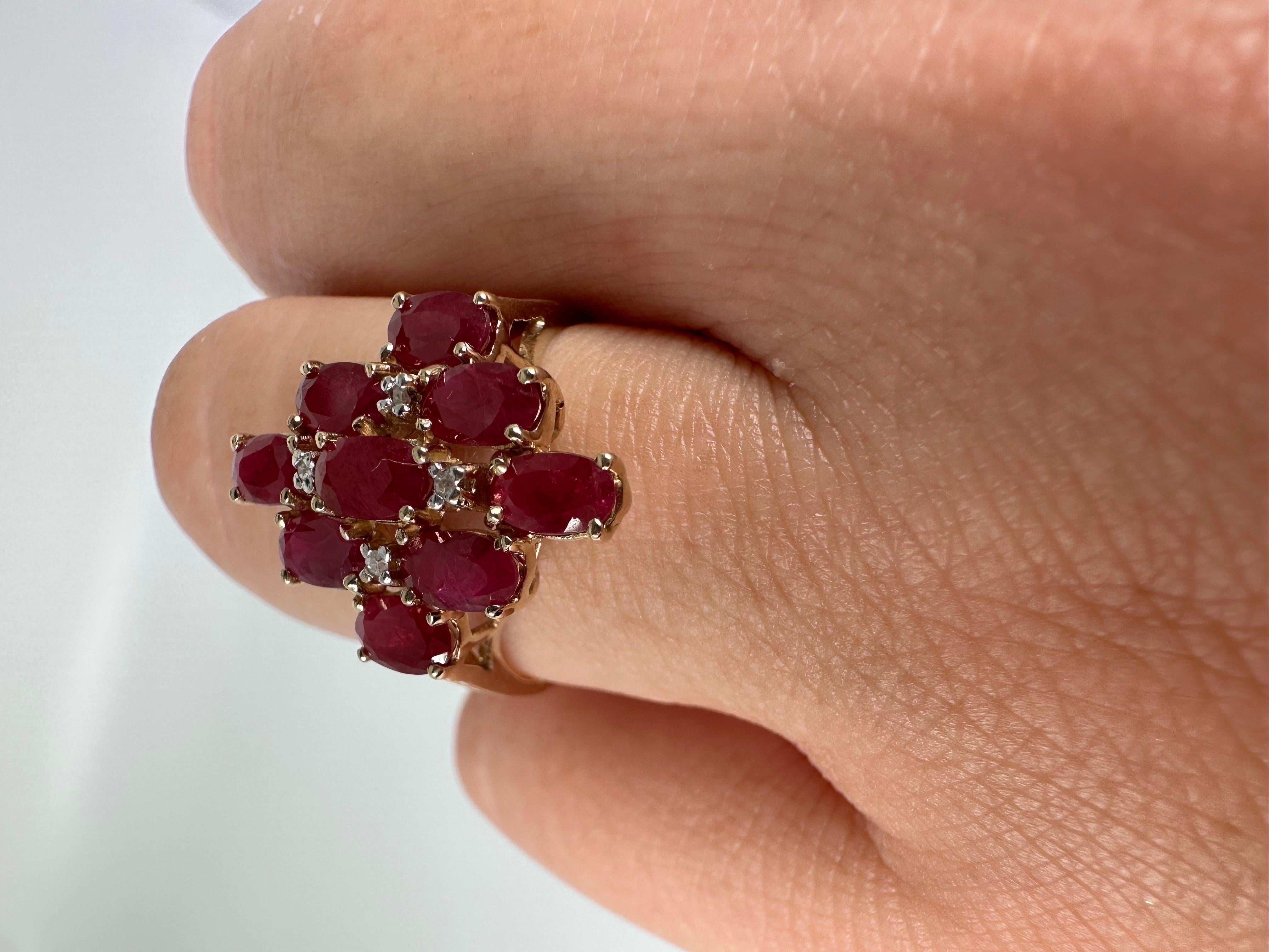 Ruby Cocktail Ring Natural Rubies Ring Yellow Gold Solid For Sale 1