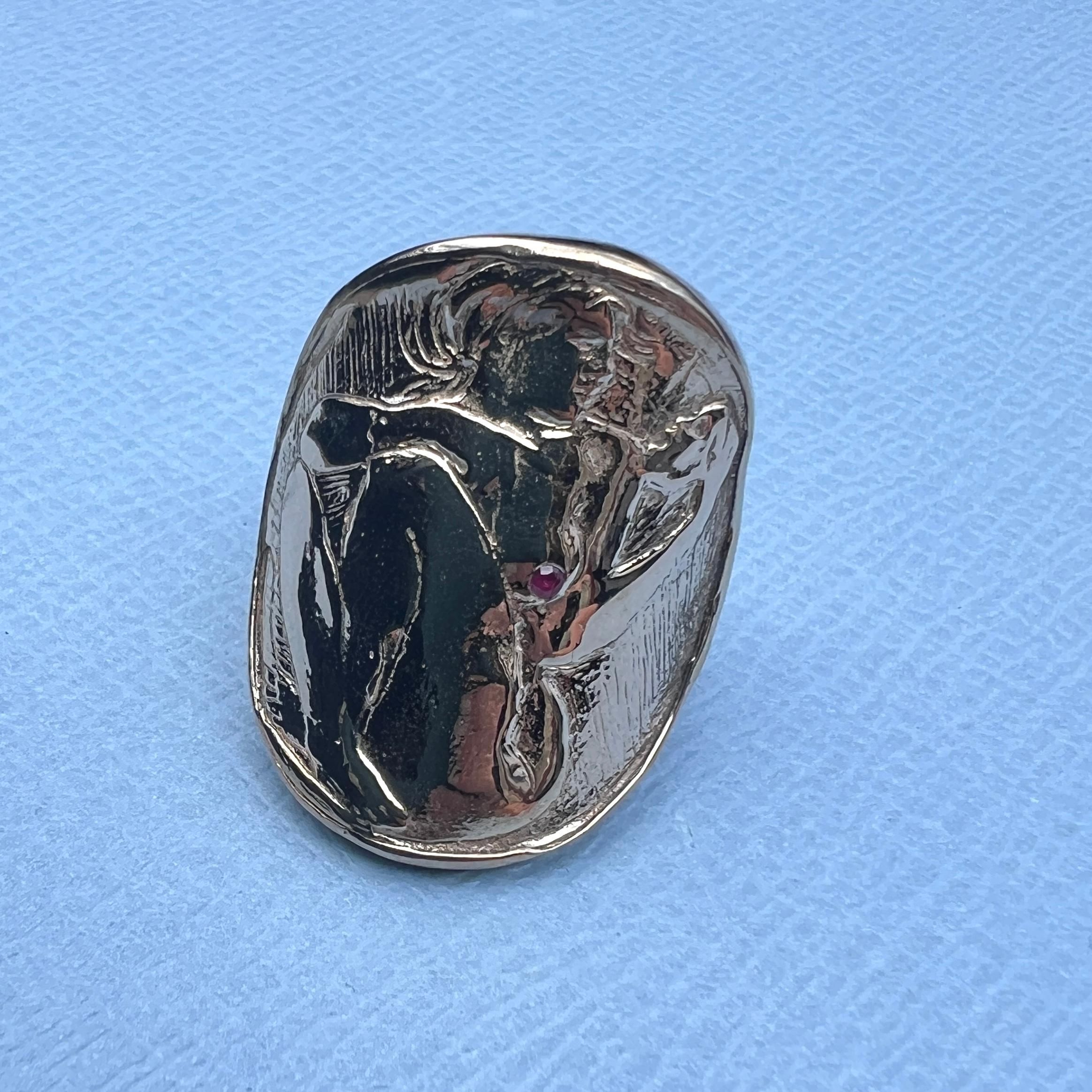 Anillo de rubíes Mujer con máscara Bronce J DAUPHIN 4