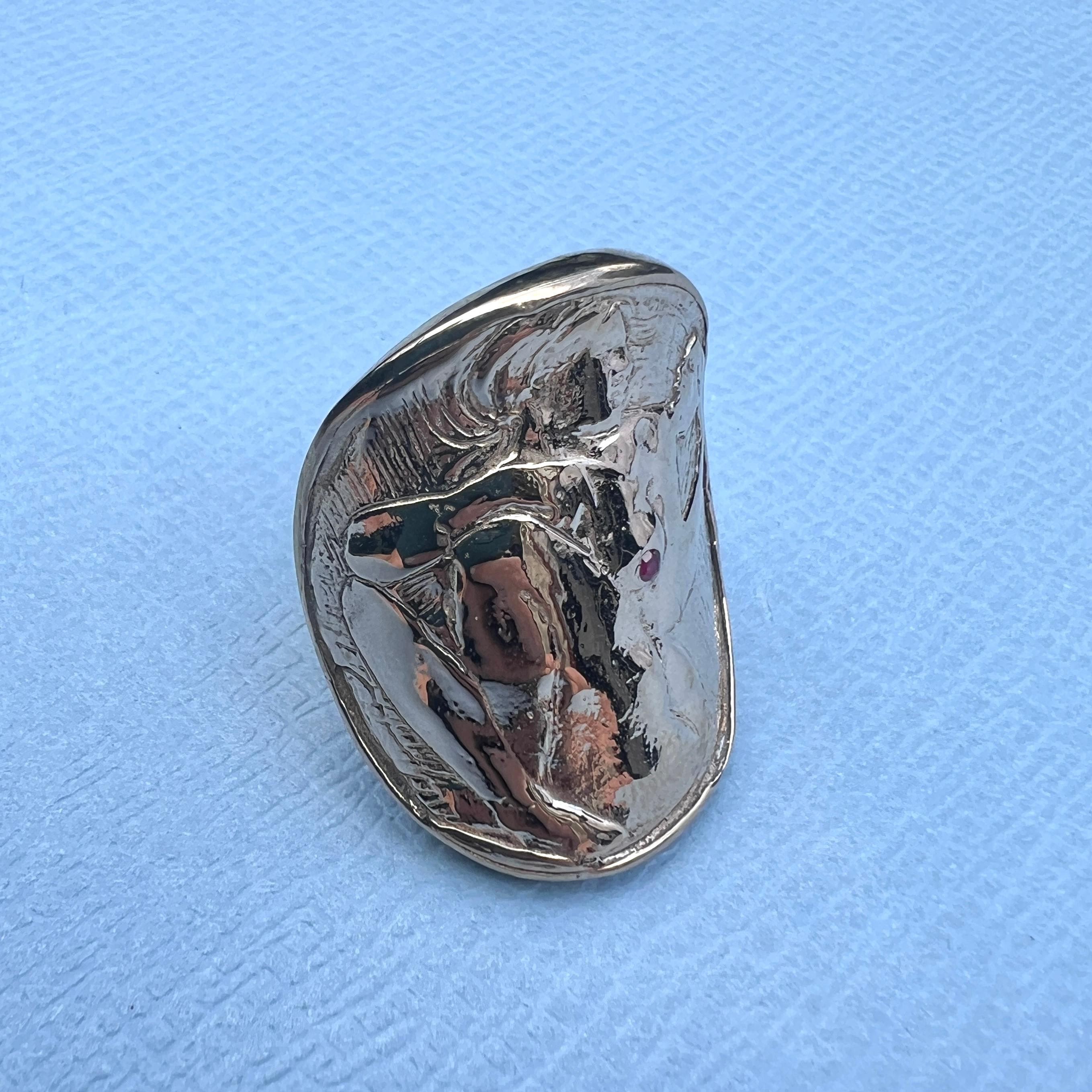 Anillo de rubíes Mujer con máscara Bronce J DAUPHIN 5