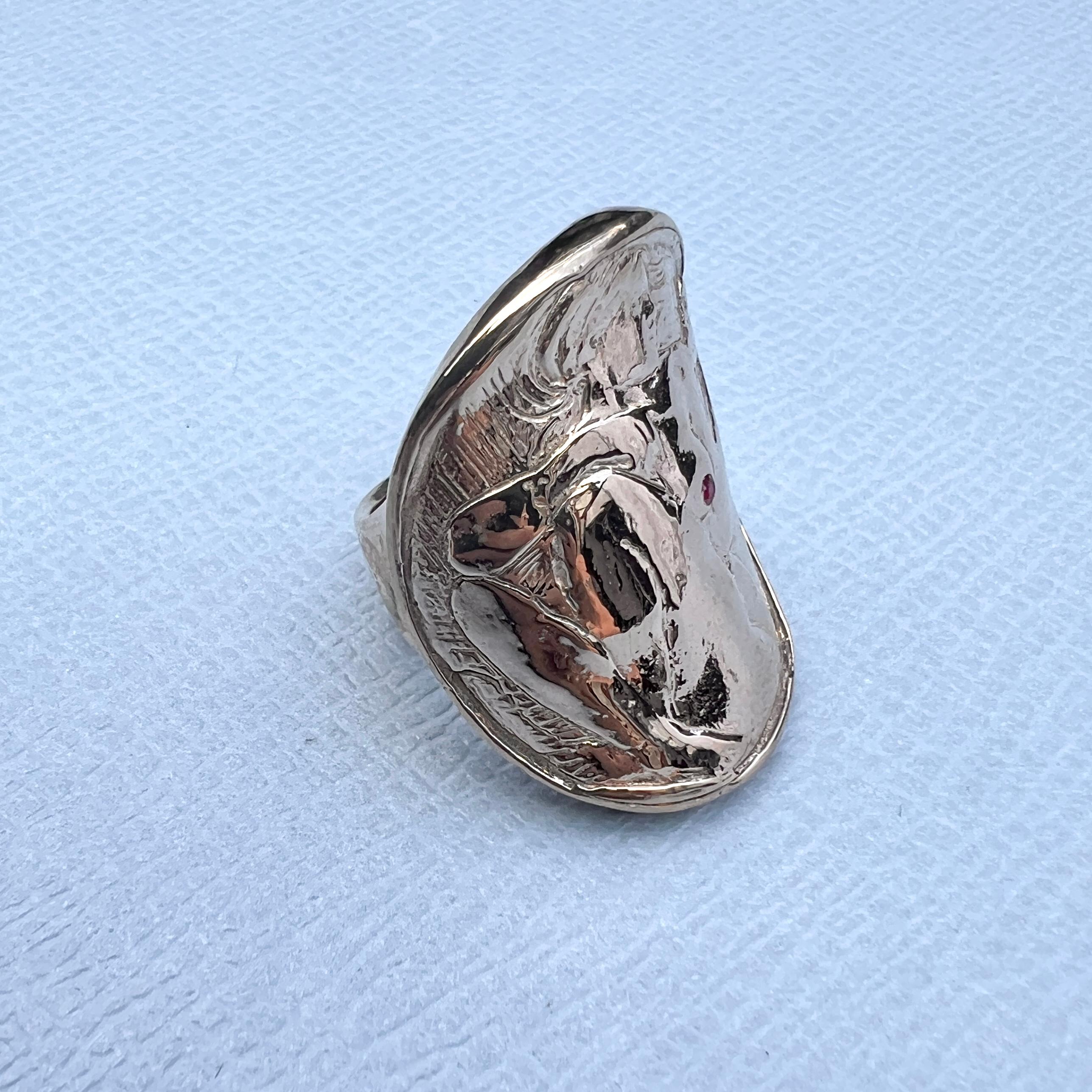 Anillo de rubíes Mujer con máscara Bronce J DAUPHIN en Nuevo Estado en Los Angeles, CA