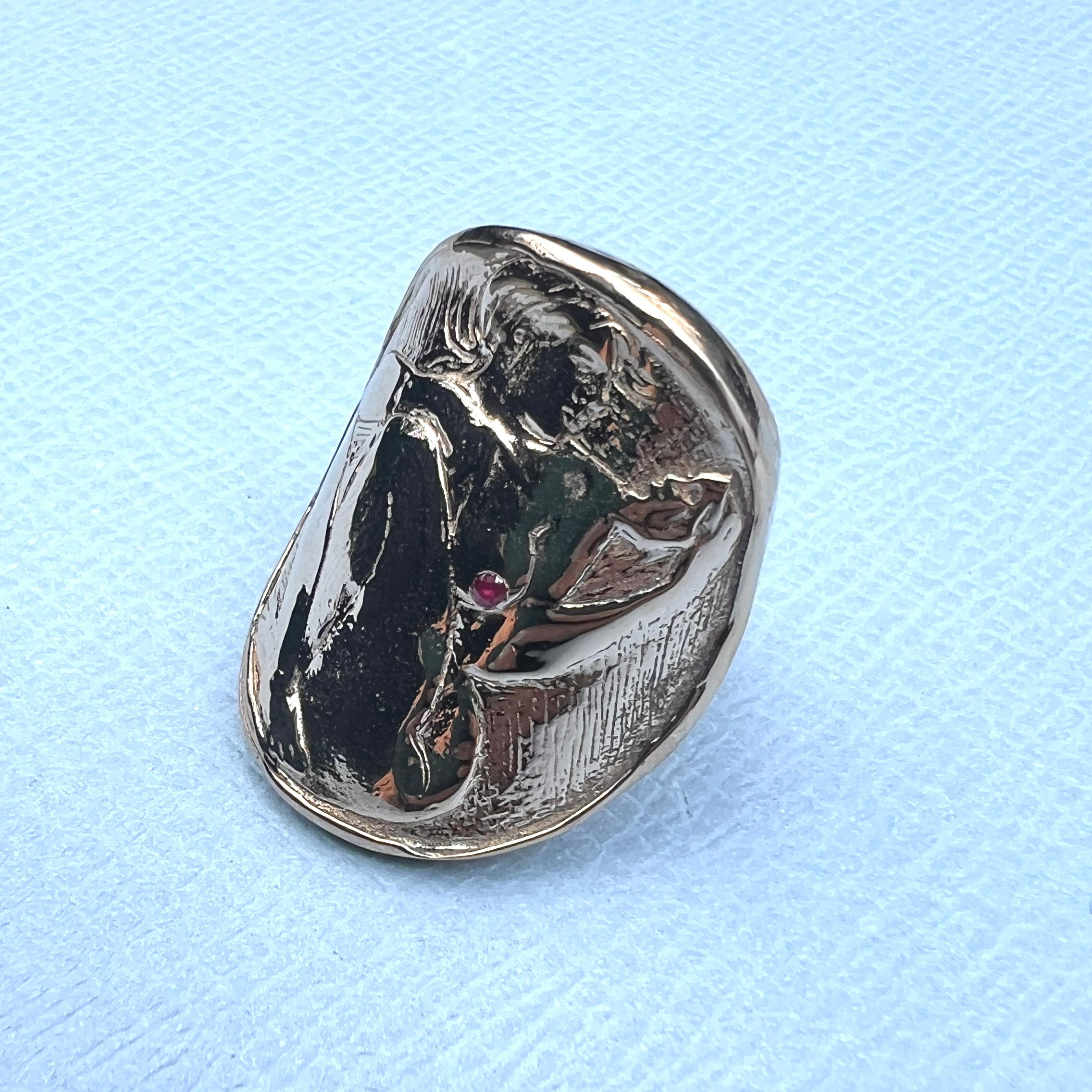 Anillo de rubíes Mujer con máscara Bronce J DAUPHIN 3