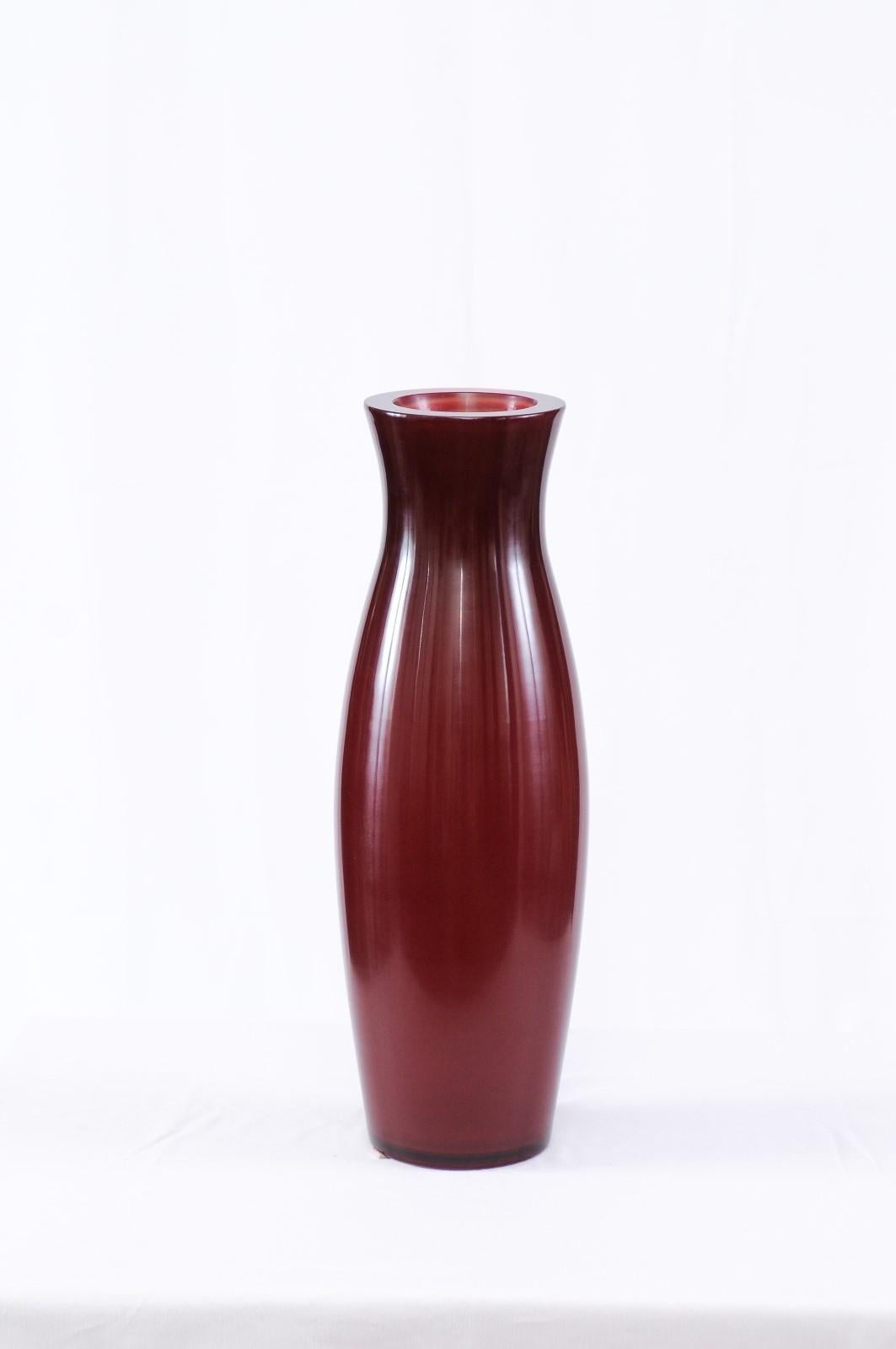 Contemporary Ruby Color Peking Glass Vase, Robert Kuo