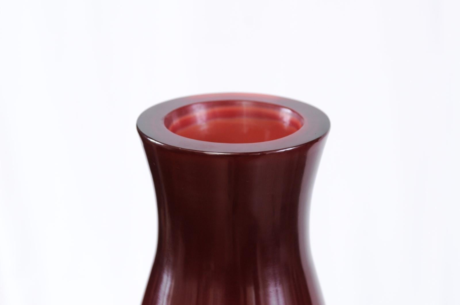 Blown Glass Ruby Color Peking Glass Vase, Robert Kuo