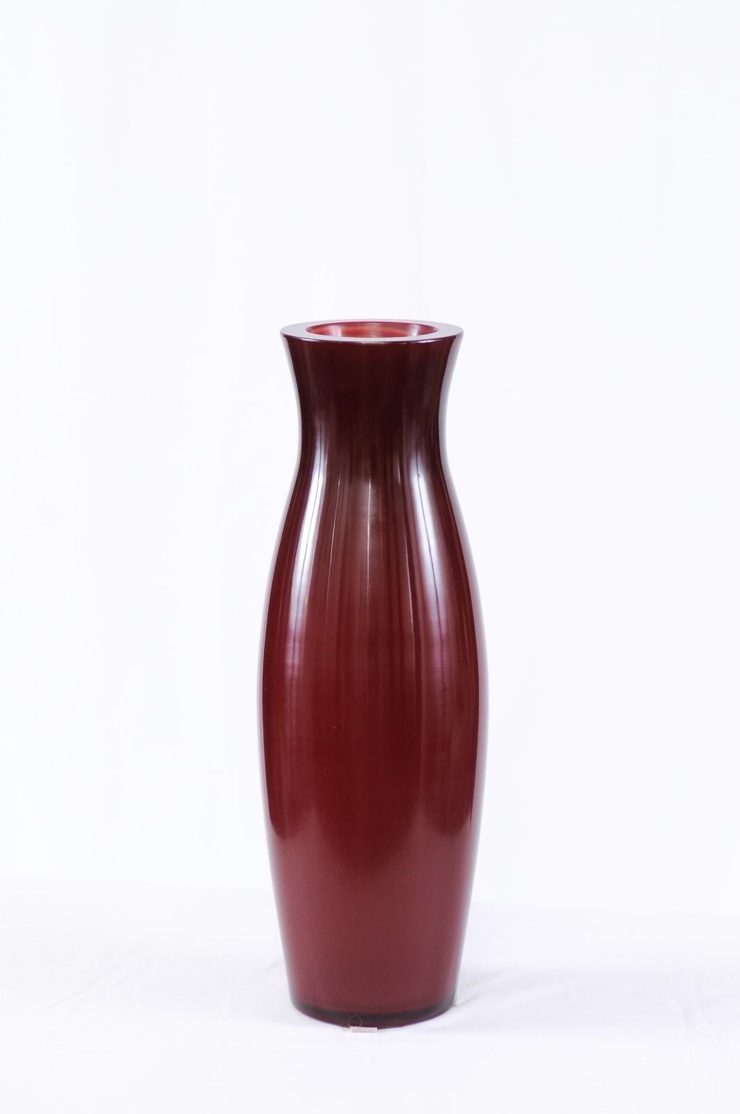 Ruby Color Peking Glass Vase, Robert Kuo 3