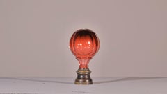 Ruby Colored & Hand Cut Crystal Newel Post on Bronze Base