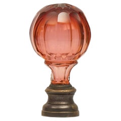 Ruby Colored & Hand Cut Crystal Newel Post on Bronze Base