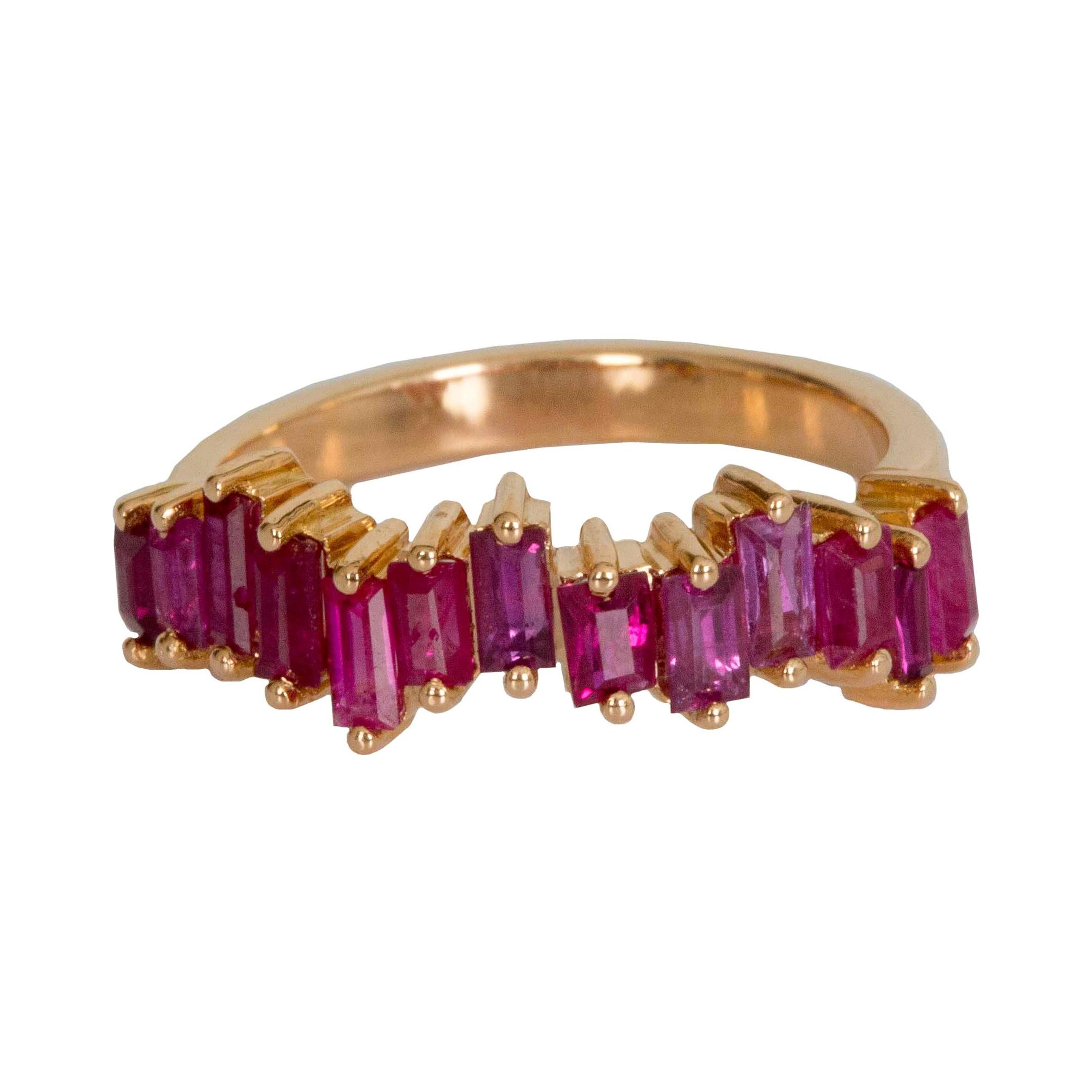 18 Karat Yellow Gold Ruby Ring Band For Sale