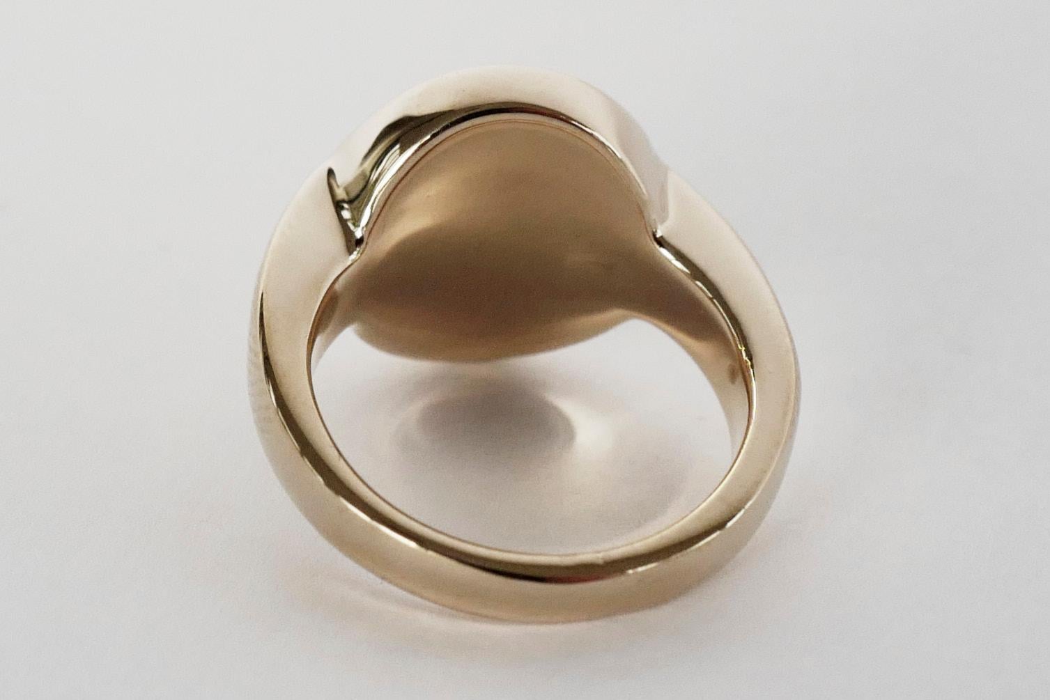 Brilliant Cut Skull Crest Signet Ring For Sale