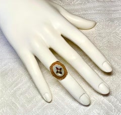 Ruby Cross Etruscan Revival Ring Antique Victorian 14 Karat Gold Chalcedony