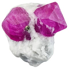 Ruby Crystals On Marble Matrix With Pyrite From Jagdalak, Afghanistan