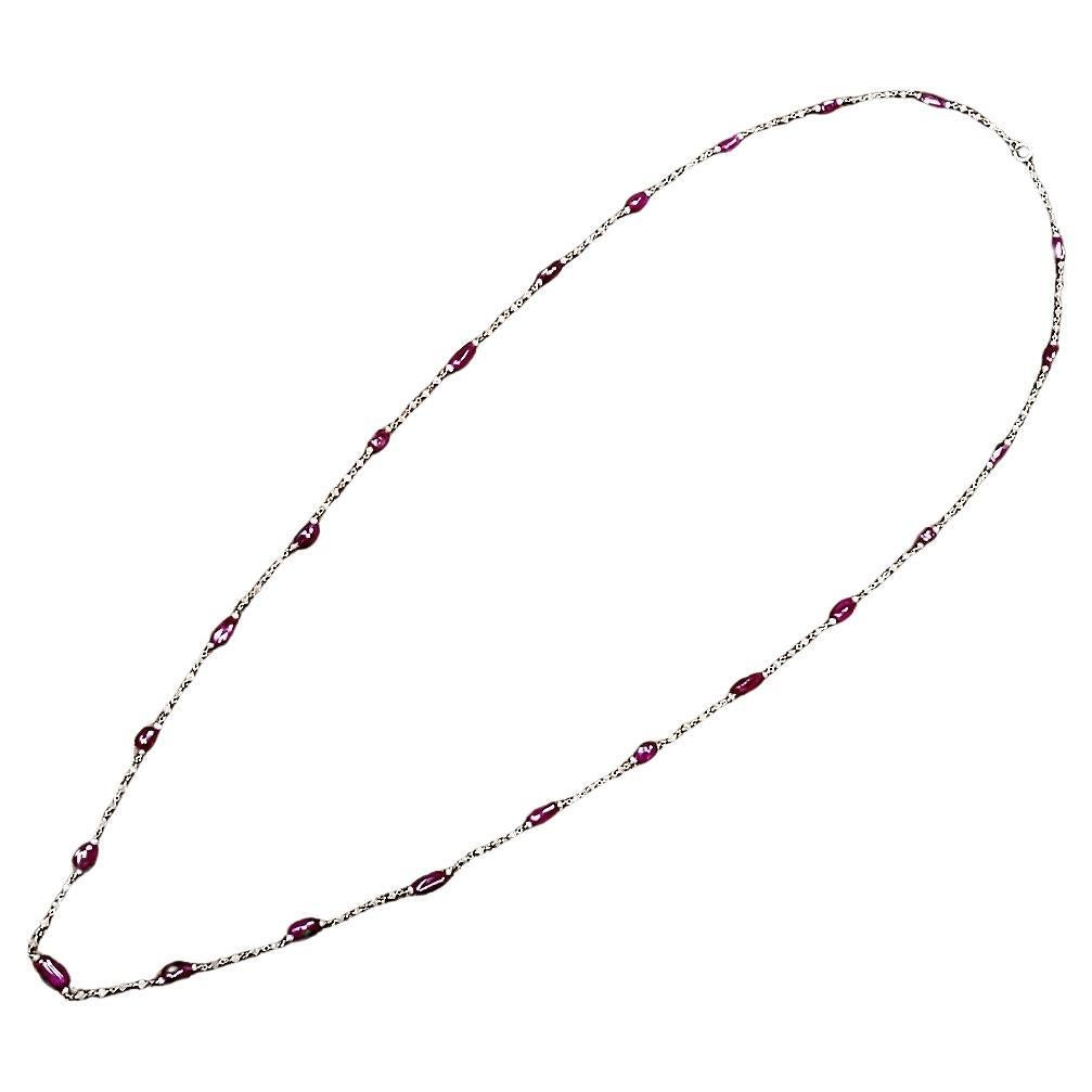 Ruby Cts 42.62 Diamond Beaded Necklace