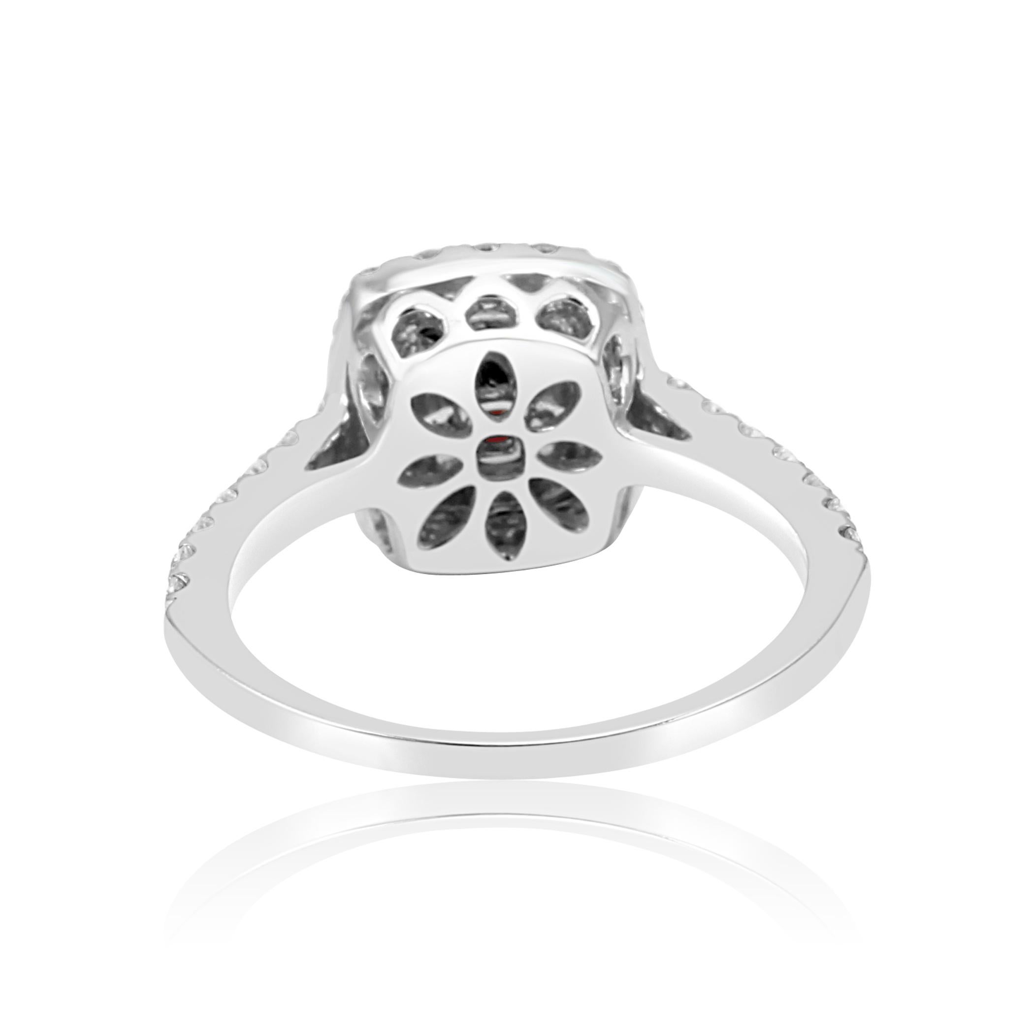 Ruby Cushion Diamond Round Halo Gold Engagement Bridal Fashion Cocktail Ring 2