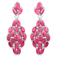 Orecchini pendenti di rubino 4,1 carati in argento placcato in rodio