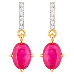 Rubin Ohrringe Diamanten 1,7 Karat 14K Gelbgold