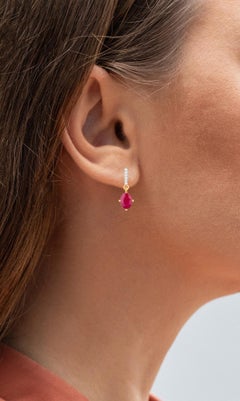 Orecchini pendenti con rubino Diamanti 1,74 carati Oro giallo 10K