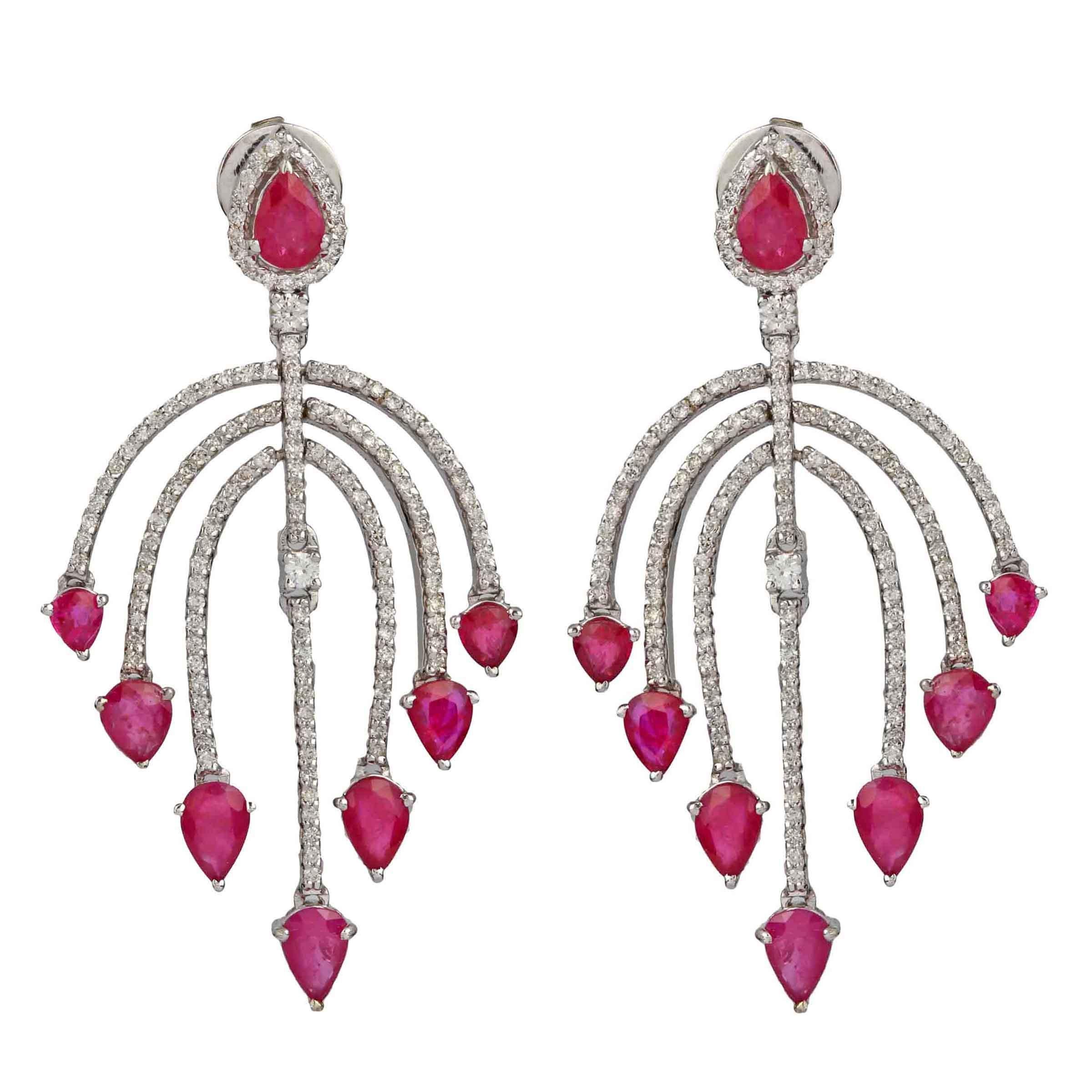  18K Solid Yellow Gold and Natural Diamond (G-H Color, SI1-SI2 Purity) with Ruby Gemstone, these earrings promise timeless appeal and lasting impressions. A timeless, luxurious yet delicate piece that will make its wearer