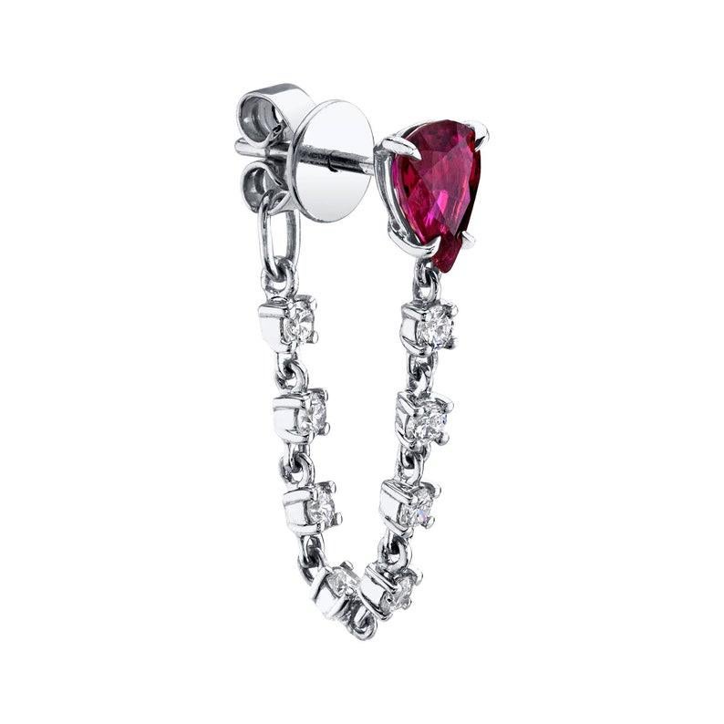 diamond chain loop drop earrings