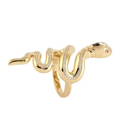 Ruby Diamond 14 Karat Gold Snake Ring