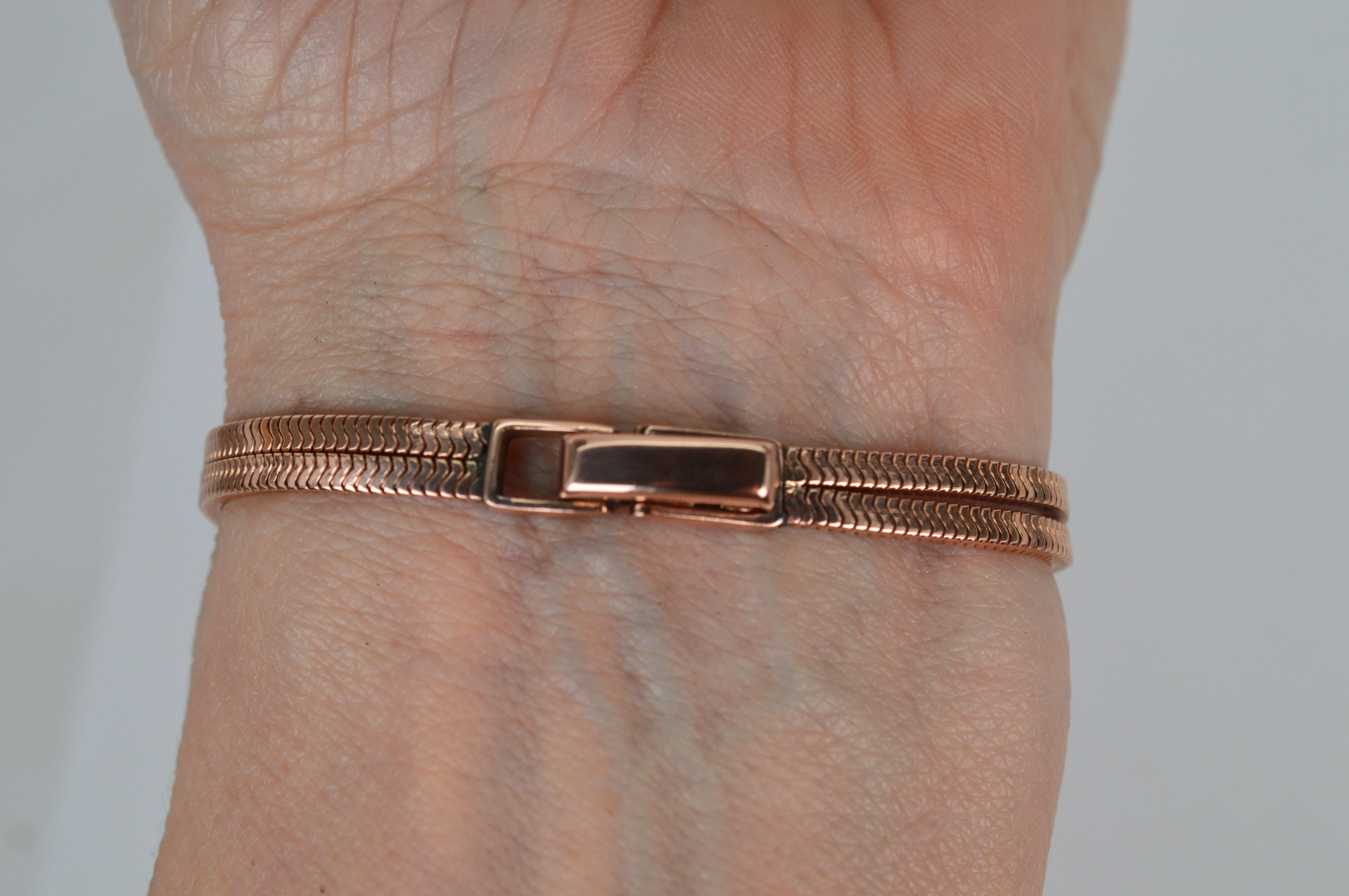 Rubin-Diamant 14 Karat Rose Gold Art Deco Armband Armbanduhr im Angebot 5