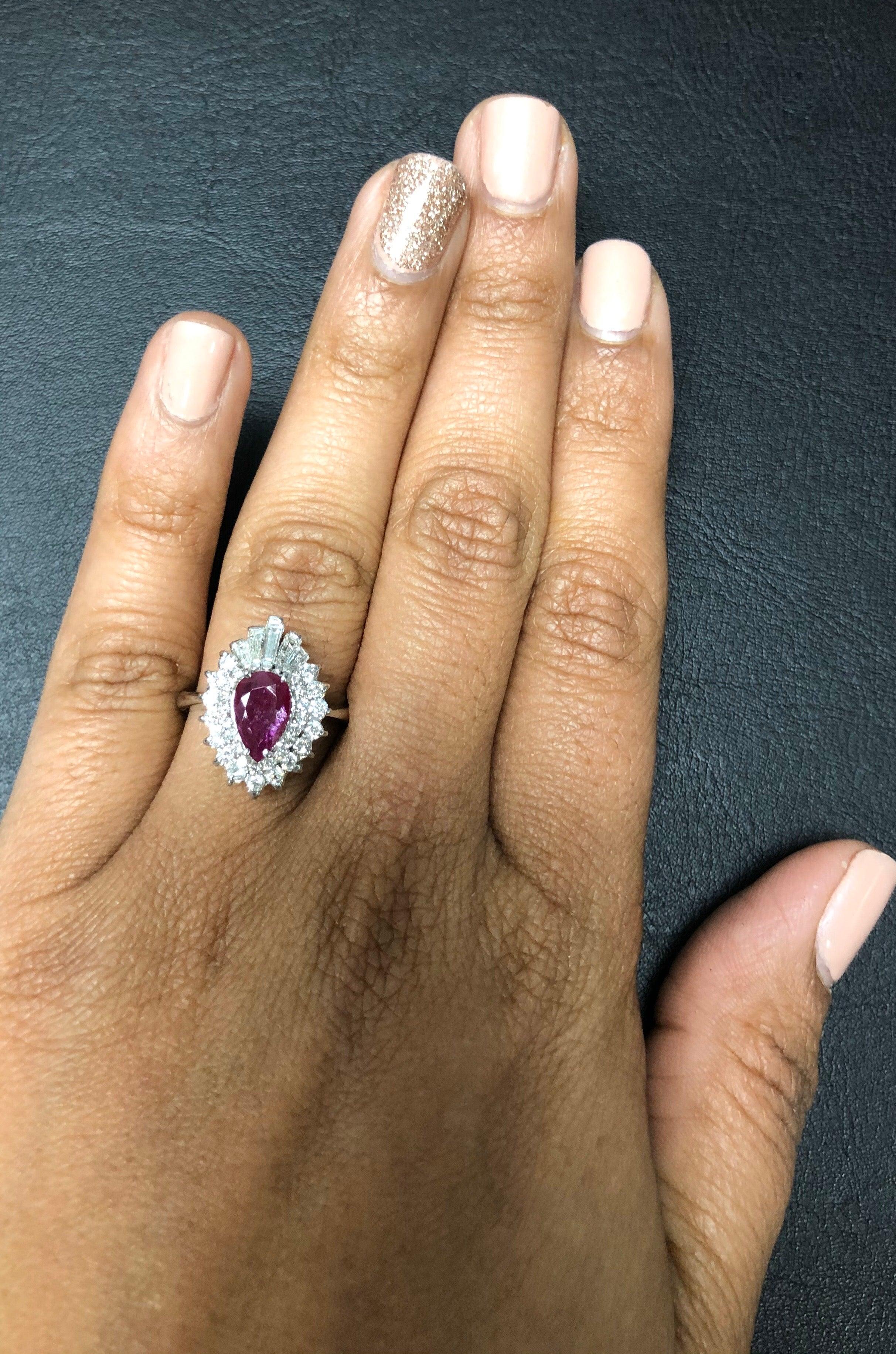 For Sale:  Ruby Diamond White Gold Ballerina Style Cocktail Ring 5