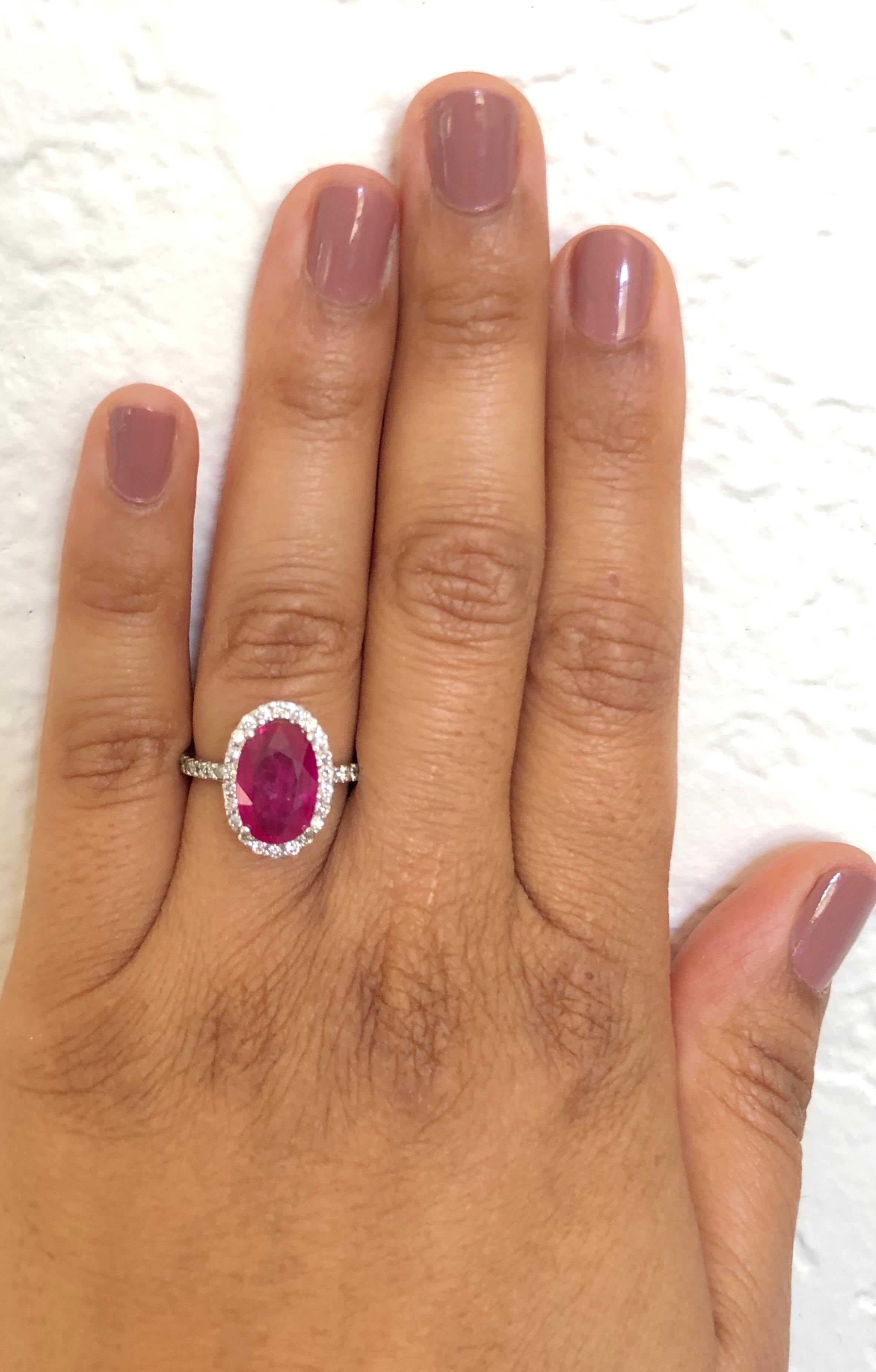 4.87 Ruby Diamond 14 Karat White Gold Engagement GIA Certified Ring 1