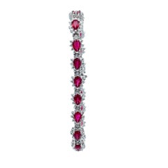 Ruby Diamond 14k White Gold Tennis Bracelet