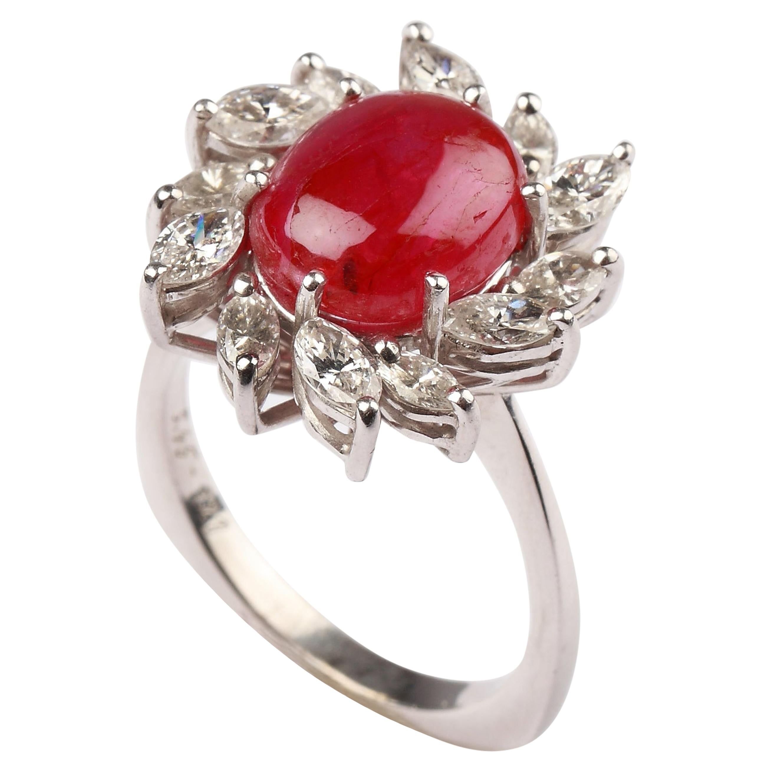 Ruby Diamond 18 Carat White Gold Ring
