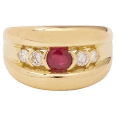 Ruby Diamond 18 Carat Yellow Gold Band Ring