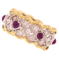 Ruby Diamond 18 Karat Gold Band Ring Ruby Diamond 18 Karat Gold Band Ring